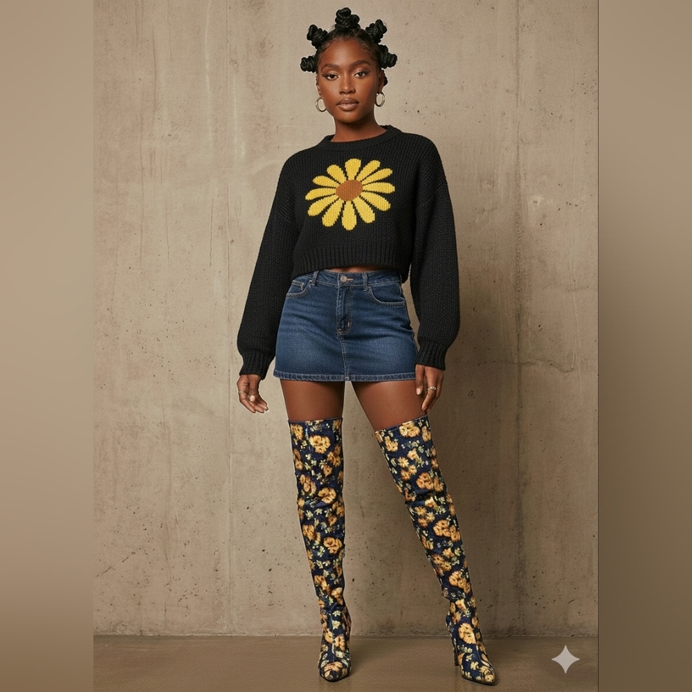 Floral Over-the-Knee Boots
